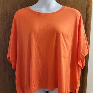 Old Navy Plus Size 4X Cotton Tee Shirt, Orange Pocket Side Slits NWOT WOMEN'S